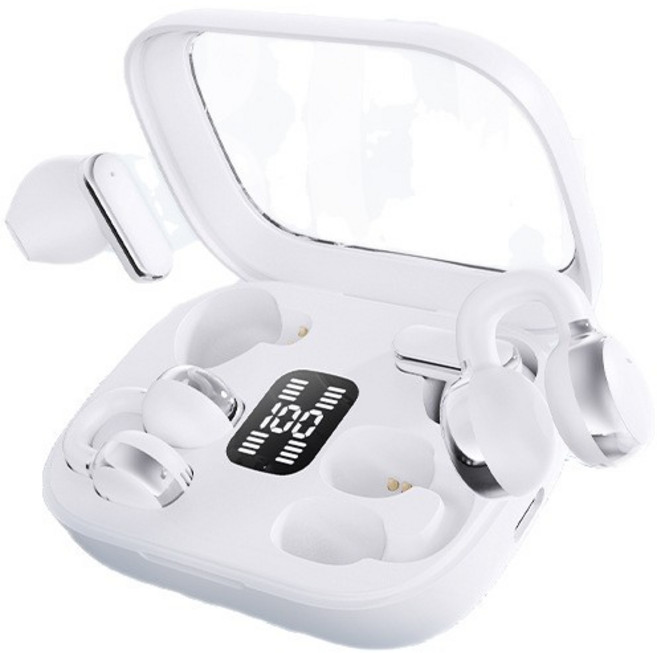 2026 블루투스 이어폰 귀걸이형 반귀 투인원 고음질 초장거리 주행 거리 4 in 1, 흰색