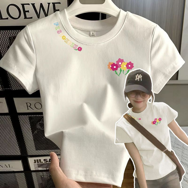 COSYEVNO 여성 상의 허리 프린트 귀여운 반팔