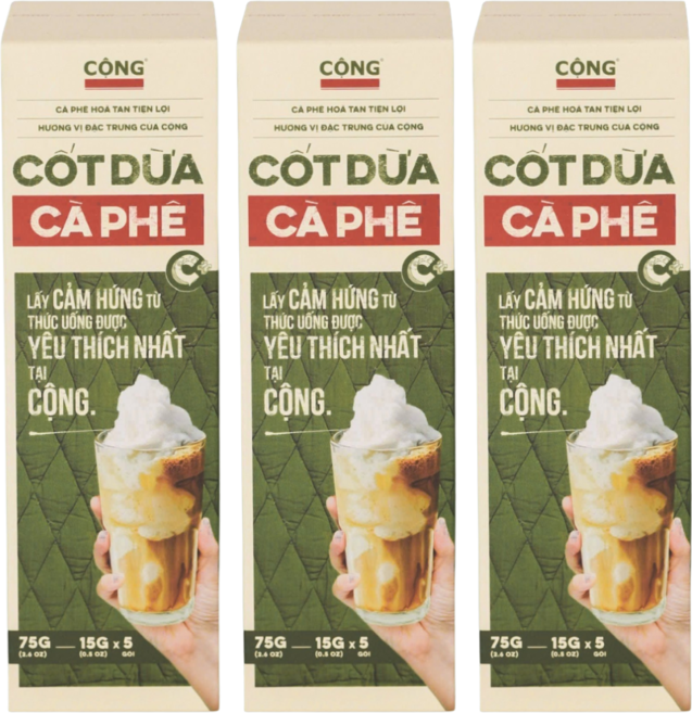 콩카페 코코넛 커피 인스턴트 베트남 카페 스타일 진한 커피, 3개, 5개입, 15g