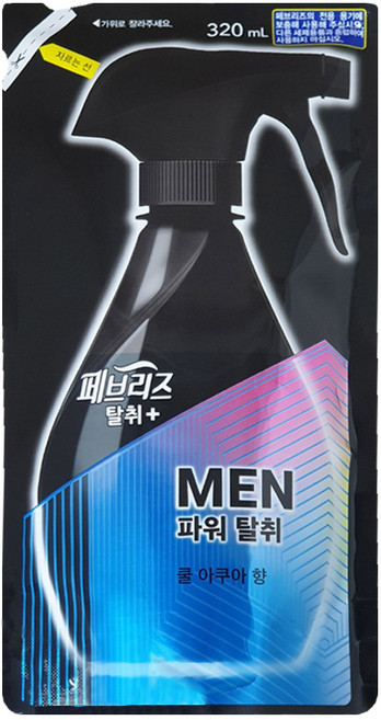 페브리즈 MEN 데오드란트 파워 섬유탈취제 쿨아쿠아향 리필, 320ml, 12개