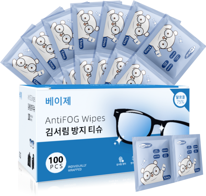 베이제 안경 김서림 방지 물티슈 다용도 사용 BBW-04, 1개, 단색
