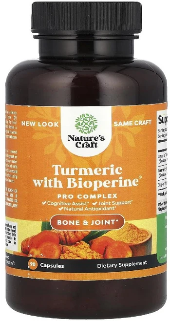 네이처스크래프트 터메릭 1950mg Turmeric With BioPerine 캡슐 90정, 1개 - 쿠팡