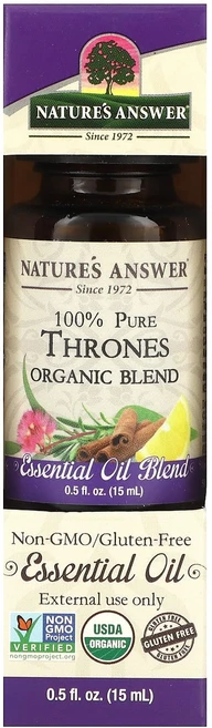 Nature's Answer 순도 100% 에센셜 오일 Thrones 유기농 혼합물 15ml(0.5fl oz), NaturesAnswer순도100에센셜오일Thrones, 1개, 15ml - 쿠팡