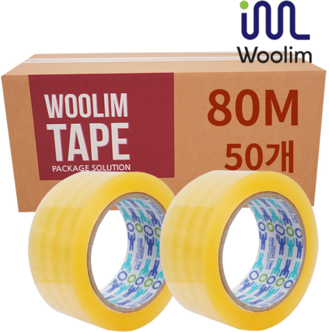 (주)우림 박스테이프 중포장용, 50개, H50-더블중포장(80M)투명