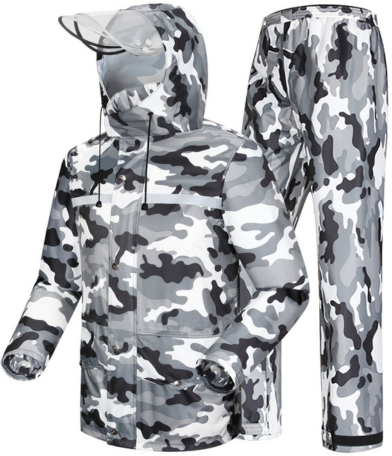 장마 배달 단체복 오토바이 상하의세트 우비 비옷, 그레이카모, 1세트