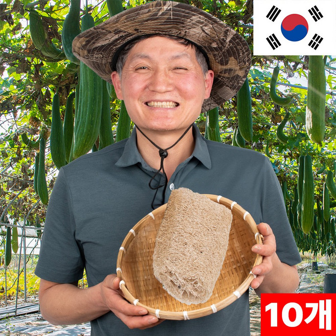 몽둥이 천연 수세미 100% 국산 프리미엄 소 10cm, 1세트, 10개입