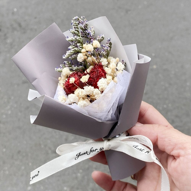 【森林海】（附提袋）迷你永生花束：教師節/婚禮小物/畢業花束/情人節禮物/拍照道具/生日禮物/聖誕禮物, B03, 1個