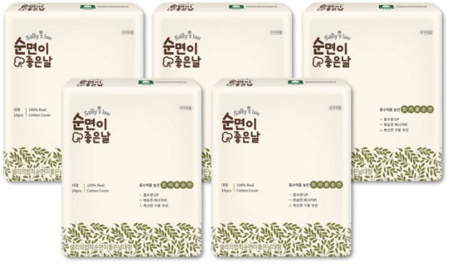 샐리의법칙 순면이좋은날 트리플순면 생리대 대형 14P, 14개입, 5개