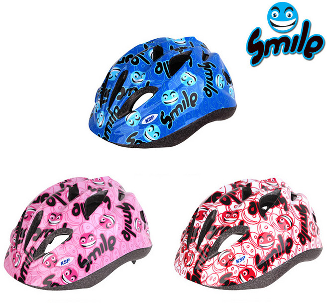 아동용 스마일 헬멧 인라인헬멧 자전거헬멧 킥보드, 레드, 1개