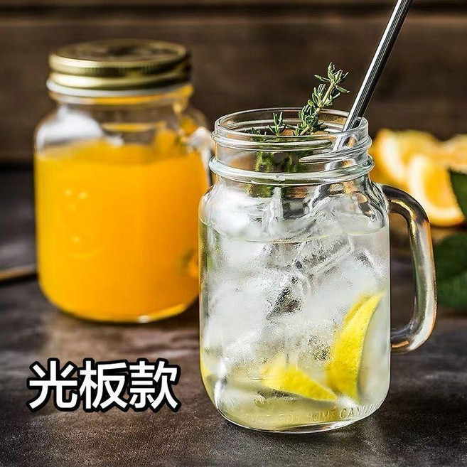 復古公雞杯梅森杯帶蓋吸管玻璃杯, 1個, 無圖案 一隻, 透明, 無圖案