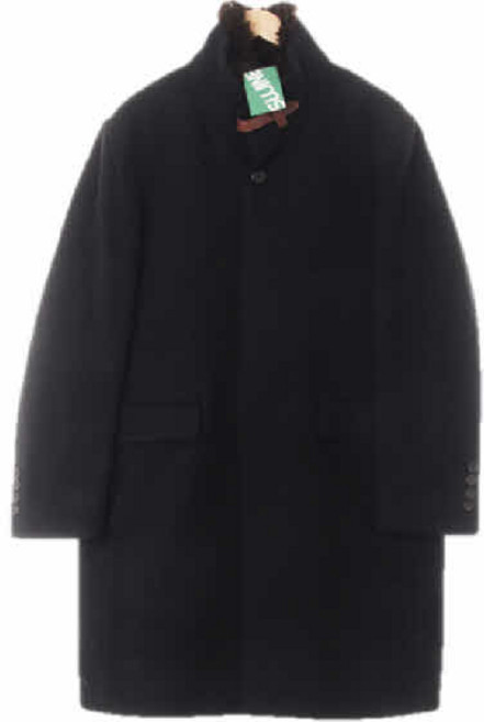 7531 트루젠 블랙 울혼방 토끼털배색발마칸롱코트 [110]