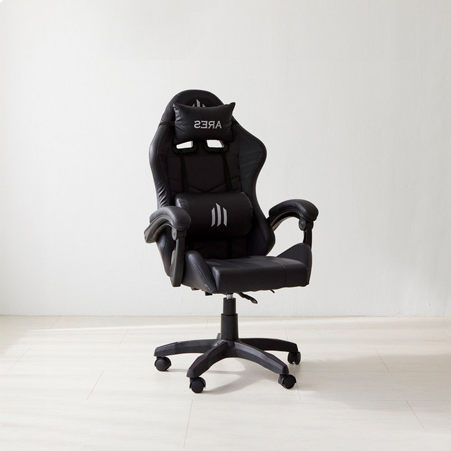 [리비니아] 인체공학 각도조절 위너 게이밍의자/사무용의자/컴퓨터의자 허리쿠션 목쿠션 증정, 블랙