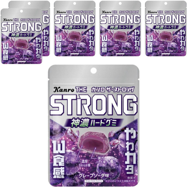 Kanro 甘樂 The Strong 香濃硬式軟糖 葡萄蘇打口味, 6個, 70g