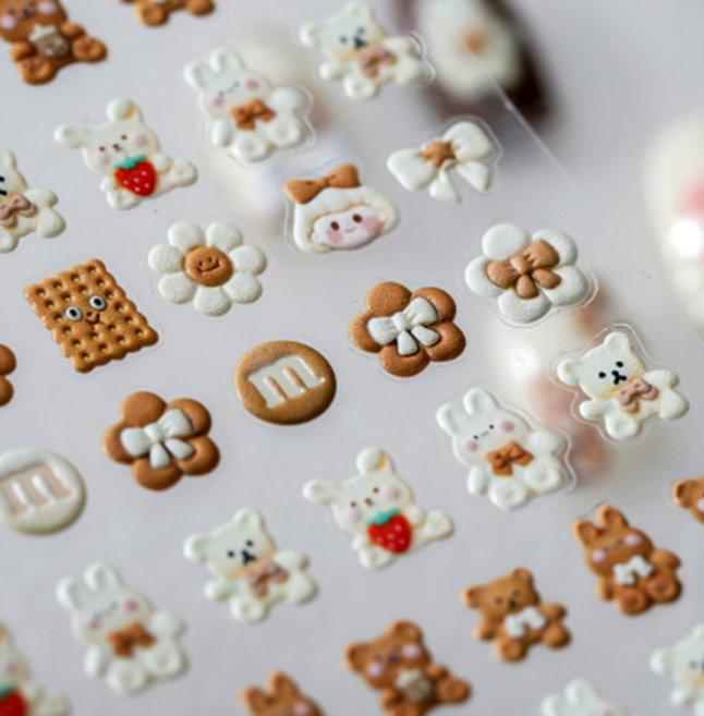 [고네일] 쿠키곰돌이 네일스티커 2종(택1)쿠키 비스킷 화이트데이 발렌타인데이 귀여운네일스티커, 토모니-28, 1개, 쿠키 to28