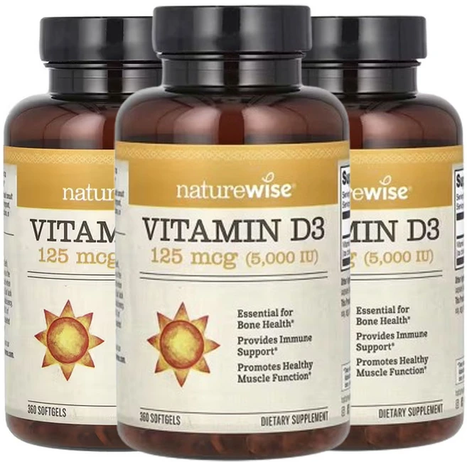 네이쳐와이즈 비타민 D3 125mcg(5 000IU) 360 소프트젤, 3팩, 360정 - 쿠팡