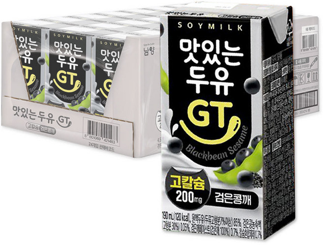 남양유업 맛있는 두유 GT 고칼슘 검은콩깨, 48개, 190ml