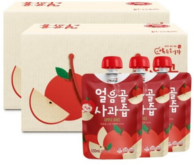 사과 100% 밀양 얼음골사 과즙 스파우트 안전캡, 40개, 120ml