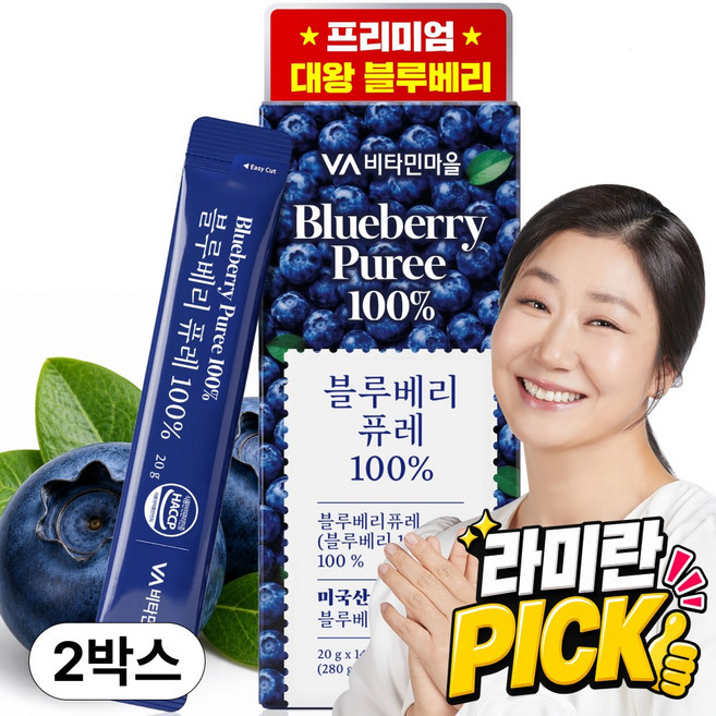 비타민마을 미국산 통째로 대왕 블루베리 퓨레 100%, 28개, 20g