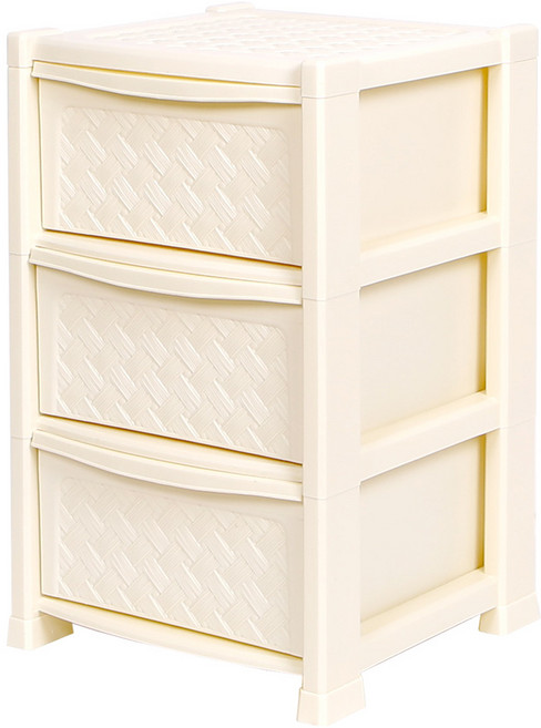 지오리빙 비엘라 플라스틱 서랍장, 크림화이트, 3단