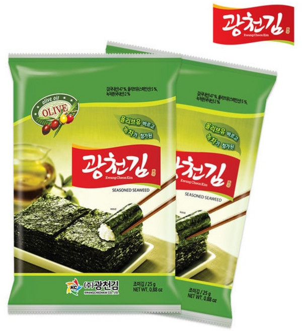 광천김 올리브 녹차 전장김(소) 25g x 20봉, 20개