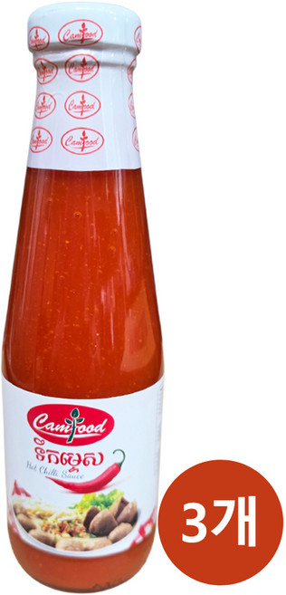 캄보디아 소스 Camfood 핫 칠리 소스 / Cambodia Camfood Hot Chilli Sauce, 3개, 340ml