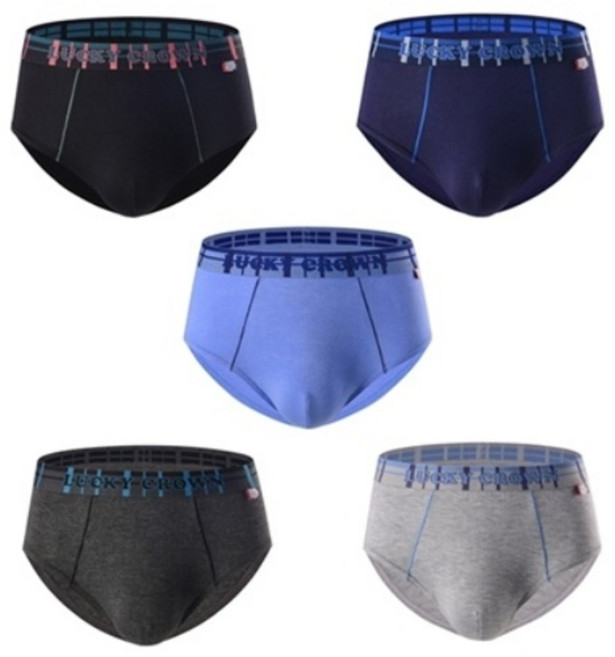 럭키크라운 자연섬유 레이온모달 무지 주니어 청소년 남학생 삼각팬티 브리프 5매세트 초등학생 중학생