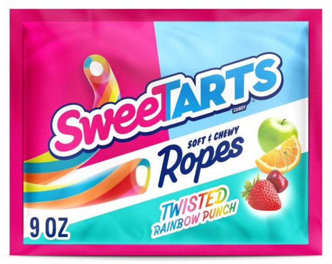 SweeTARTS 젤리 스위트타츠 로프 사탕 수박 베리 충돌 부드럽고 쫄깃한 9온스, 비틀린 무지개 펀치, 9 oz (1개 팩), 255g