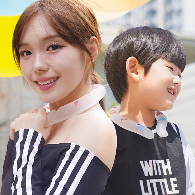 Laki 라키 아이스 넥쿨러 18도 자동냉각 넥밴드 (패밀리), 카툰B, 1개입, one size