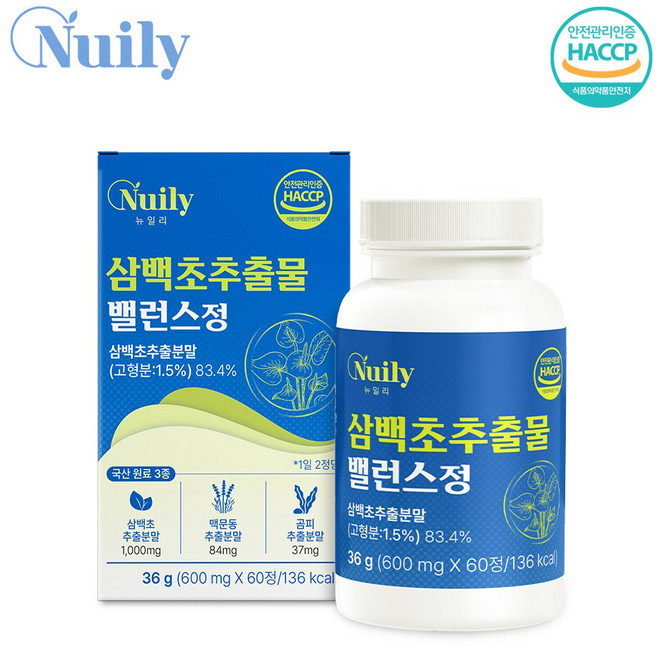 뉴일리 삼백초추출물 밸런스정 600mg 국내산 삼백초 추출분말, 3개, 60정