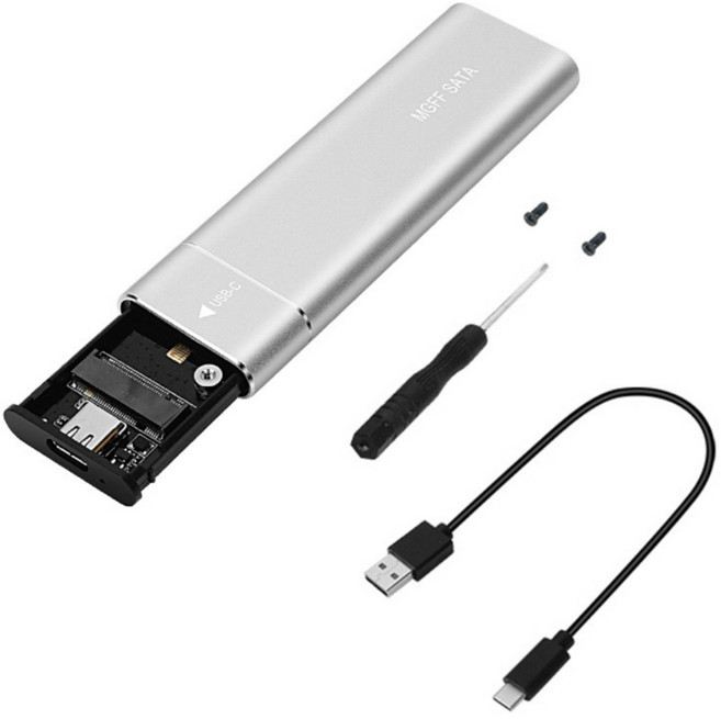 M.2 NVMe 외장 하드 드라이브 인클로저 쉬운 설치 하드 드라이브 인클로저 USB 3.1 2세대 10Gbps 데이터 전송, Silver, Style A