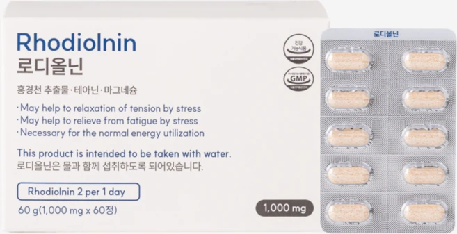 로디올닌 스트레스 긴장완화 홍경천추출물 L-테아닌 마그네슘 아답토젠 영양제, 1개, 60정 - 쿠팡