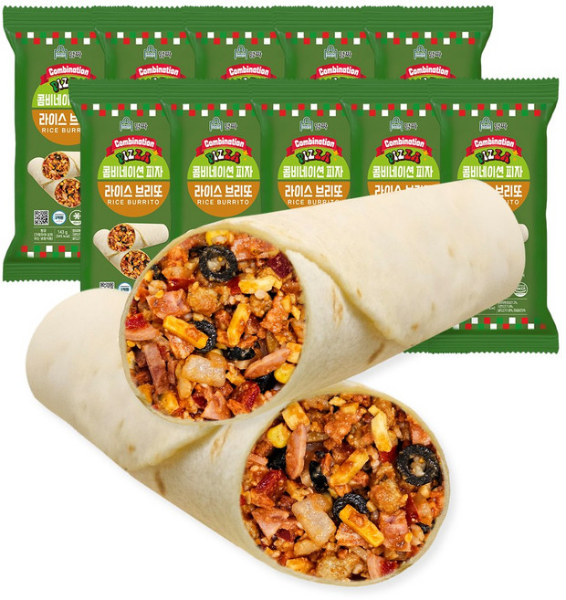 [담짜몰] 담짜 브리또 콤비네이션 피자 라이스 브리또 143g식사대용아침식사냉동식품간편식, 10개, 143g
