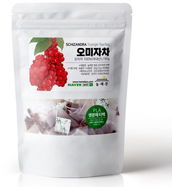 늘해찬 볶은 국산 오미자차 티백 삼각티백 대용량, 1g, 50개입, 1개