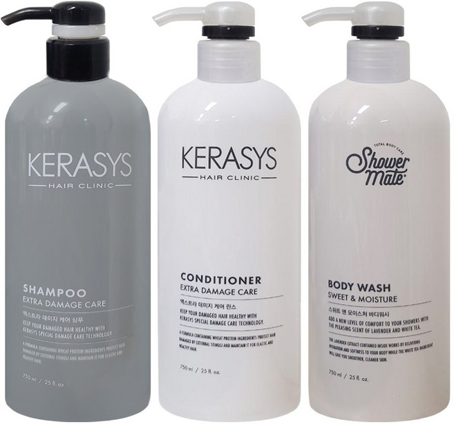 케라시스 샴푸+린스+바디워시 3종 1세트, 3개