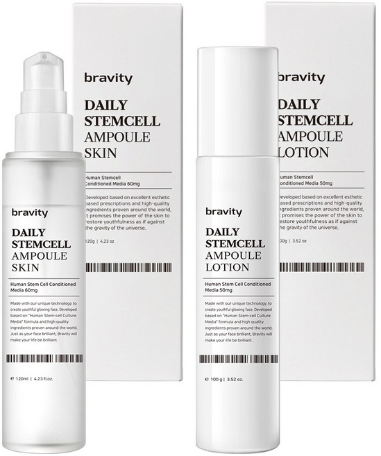 브래비티 데일리 스템셀 스킨 로션 세트 120g+100g 모든 피부용 저자극 기초케어, 1개