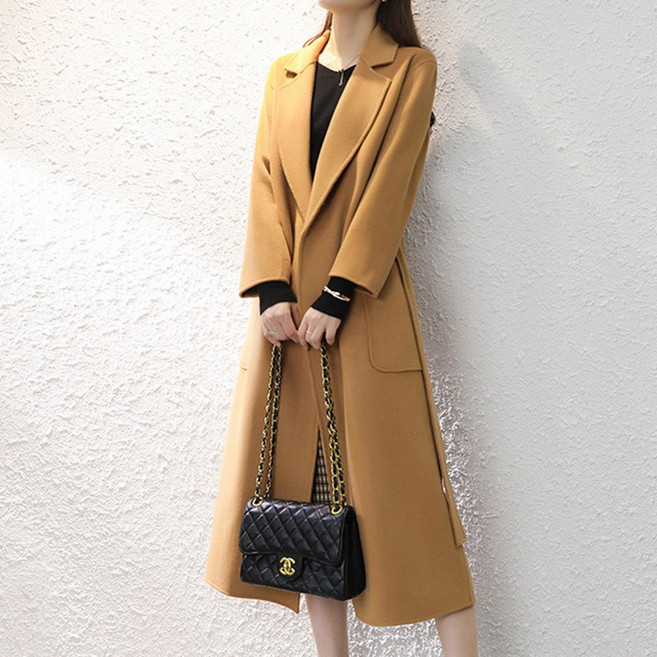 [2026 봄신상] 스타일아유 여성 양모100% 롱코트 겨울 벨트코트 테일러드 슬림핏 심플 스타일 보온 아우터 LC0072