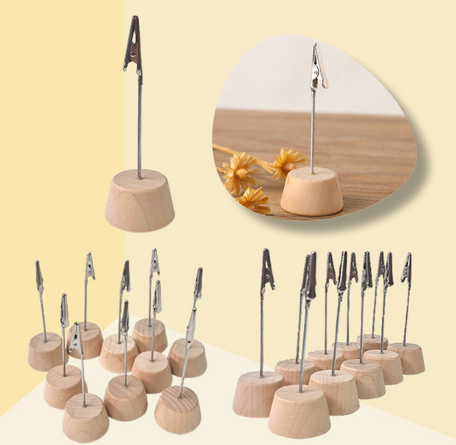 제노랩 천연 우드 메모꽂이 원목 가격표 명함 집게 진열 홀더 10개, 1세트 10개