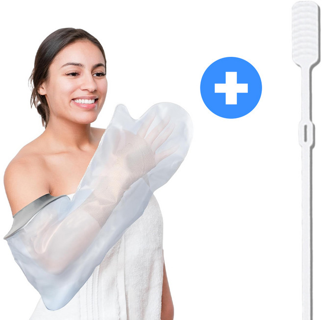 굿앤윌 깁스 방수커버 +깁스긁개 세트 통깁스 기브스 샤워, 1개, 팔 대+깁스긁개