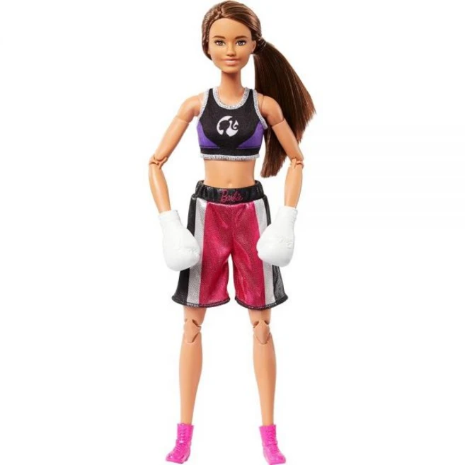 Barbie Careers 패션 인형 및 액세서리 움직일 수 있는 갈색 머리 복서 탈착식 유니폼 복싱 장갑 구부릴 수 있는 관절 22개 - 쿠팡