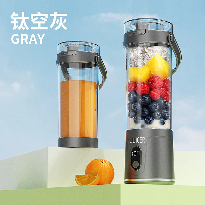 Qurdoor 行動果汁機 鈦空灰, 灰色-液晶款