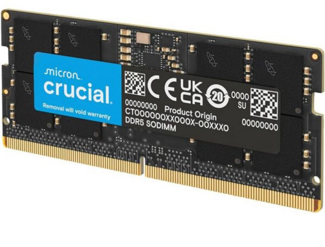 크루셜 16GB DDR5 램 4800MHz CL40 노트북 메모리 SODIMM 262핀 모듈 12세대 인텔 코어 호환 CT16G48C40S5, 8GB
