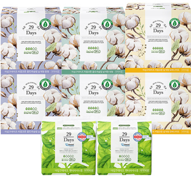 29Days 유기농 생리대 스타터 패키지(중형2 대형2 라이너2 오버2), 1개