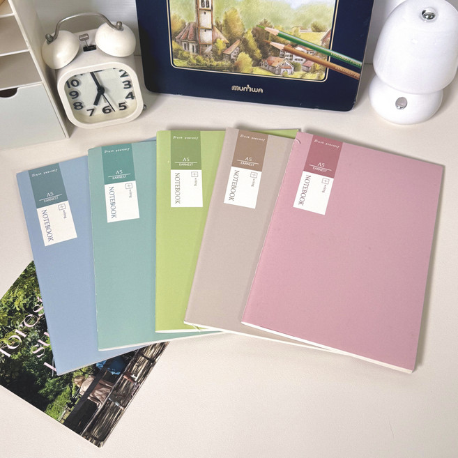 하루포유 심플 독서 필기 A5 미니 스티치 노트, 10권, 파스텔세트