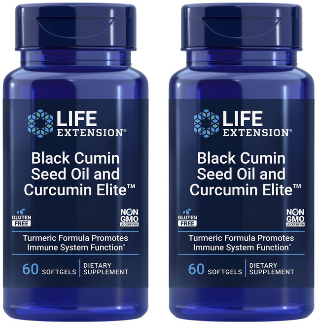 라이프익스텐션 블랙 쿠민 시드 오일 앤 커큐민 엘리트 소프트젤, 60정, 2개