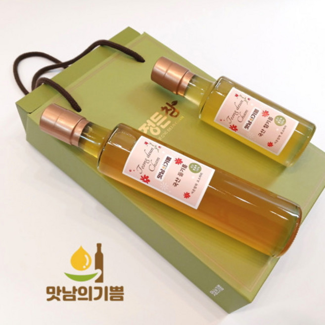 맛남의기쁨 국산100% 냉압착 들기름 300ml 저온압착 참기름 180ml 선물세트, 1세트