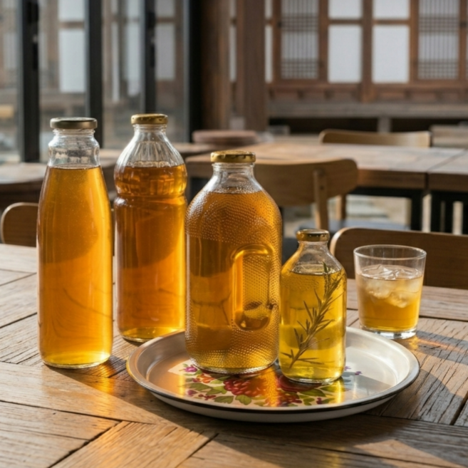 인사이드리빙 델몬트병 유리병 500ml 1500ml 카페 식당, 미니 델몬트 유리병(골드마개), 1개