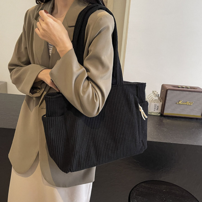 코지웨이브 대용량 데일리 골덴 토트백 숄더백