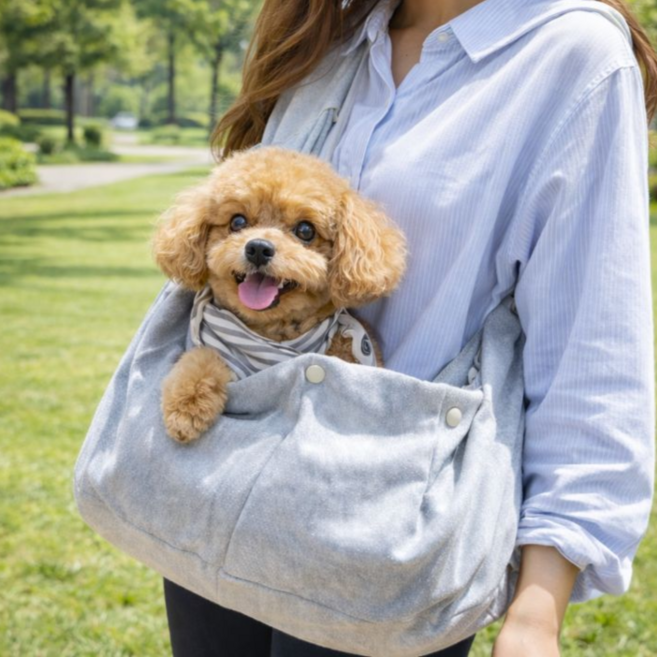 픽센트 어깨가편안한 안전고리 강아지 포대기, 그레이, 1개