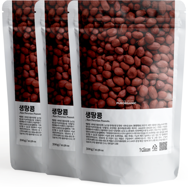 푸로가닉 페루산 생땅콩, 3개, 300g