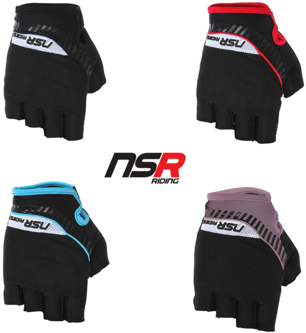 NSR 솔스티스 글러브 자전거 라이딩 반장갑 남녀공용, 레드